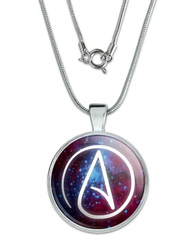 Atheist Atheism Symbol In Space 1" Pendant with Sterling Silver Plated Chain $11.99 Necklaces