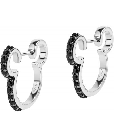 Disney Jewels 925 Sterling Silver Birthstone or Gemstones Mickey Hoop Earrings Black-Onyx $87.40 Earrings