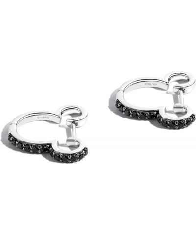 Disney Jewels 925 Sterling Silver Birthstone or Gemstones Mickey Hoop Earrings Black-Onyx $87.40 Earrings