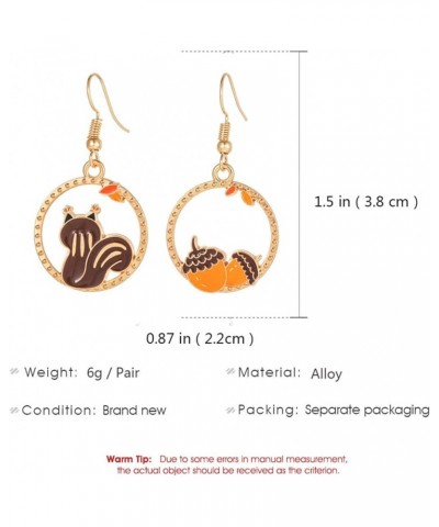 Fun Squirrel Pine Cone Earrings for Women Girls Funny Gold Plated Asymmetrical Animal Squirrel Nut Food Dangle Drop Charm Ear...