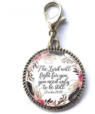 The Lord Will Fight for You You Need only Be Still Zipper Pull Bible Verse Exodus 14 14 Cabochon Charm Inspirational Jewelry ...