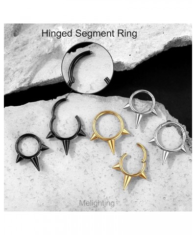 Spike Septum Ring 16G Septum Jewelry Hoop Stainless Steel 316L Cartilage Earring Hinged Spike Daith Piercing Jewelry for Wome...