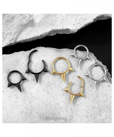 Spike Septum Ring 16G Septum Jewelry Hoop Stainless Steel 316L Cartilage Earring Hinged Spike Daith Piercing Jewelry for Wome...