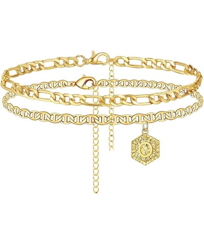 Initial Ankle Bracelets for Women, 14K Gold Plated Double Layered Initial Anklets Jewelry for Women Teen Girls O $5.71 Anklets