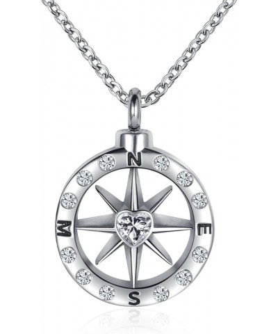 Nautical Anchor Compass Cremation Urn Necklace for Ashes Men Keepsake Stainless Steel Memorial Pendant Compass $10.25 Necklaces