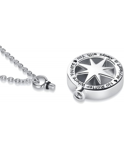 Nautical Anchor Compass Cremation Urn Necklace for Ashes Men Keepsake Stainless Steel Memorial Pendant Compass $10.25 Necklaces