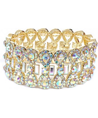 Gold Aurora Borealis Rhinestone Infinity Shape with Rectangle Crystal Stretch Bracelet $11.96 Bracelets