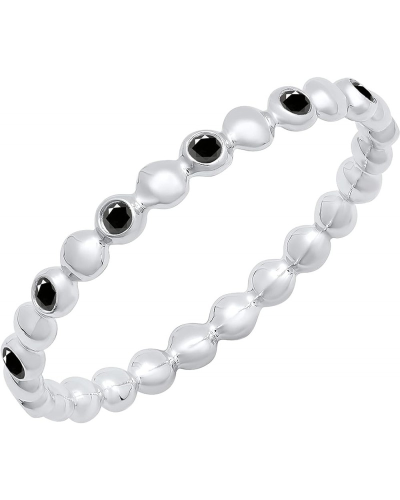 Round Gemstone Beaded Ladies Wedding Band | Available in 10K/14K/18K Gold black diamond in 18K white gold $100.74 Bracelets