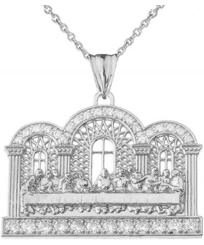 Exquisite Sterling Silver CZ The Last Supper Pendant Necklace 22 Inches $23.97 Necklaces