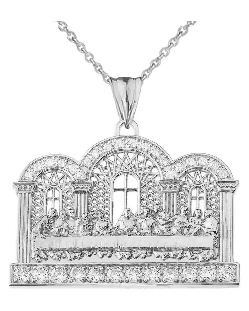 Exquisite Sterling Silver CZ The Last Supper Pendant Necklace 22 Inches $23.97 Necklaces