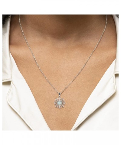 Sterling Silver Lotus Flower Necklace - Mandala Flower of Life Pendant Yoga Jewelry Gift for Women Yoga Lovers Opal $17.00 Ne...