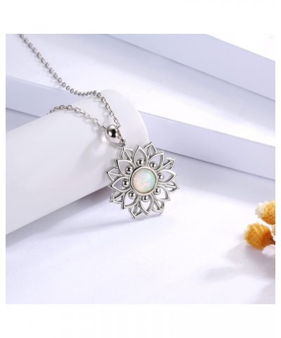 Sterling Silver Lotus Flower Necklace - Mandala Flower of Life Pendant Yoga Jewelry Gift for Women Yoga Lovers Opal $17.00 Ne...