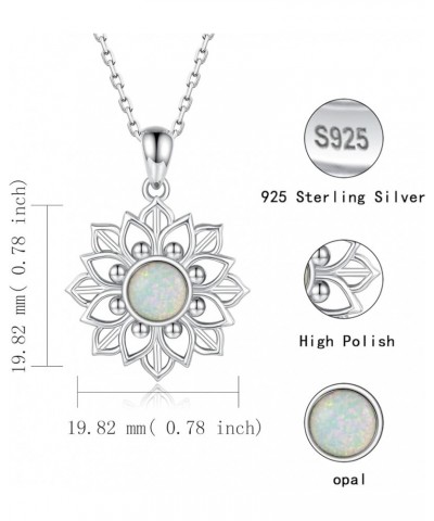 Sterling Silver Lotus Flower Necklace - Mandala Flower of Life Pendant Yoga Jewelry Gift for Women Yoga Lovers Opal $17.00 Ne...