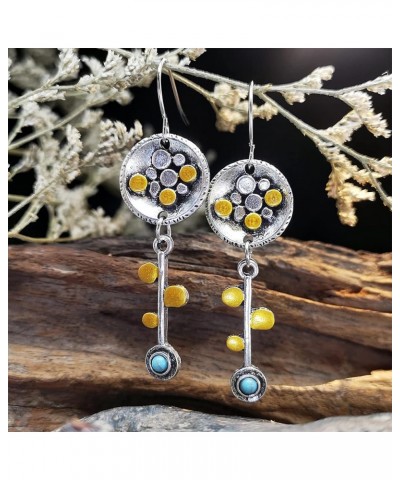 Retro Bohemian Ethnic Earrings Handmade Antique Geometric Dangle Drop Statement Earrings for Women Girls Jewelry Gift geometr...