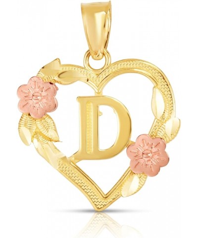 10k Yellow and Rose Gold A-Z Initial Heart Pendant with Optional Necklace D $31.24 Necklaces