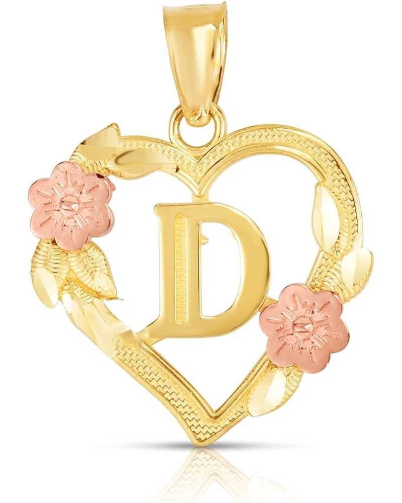 10k Yellow and Rose Gold A-Z Initial Heart Pendant with Optional Necklace D $31.24 Necklaces