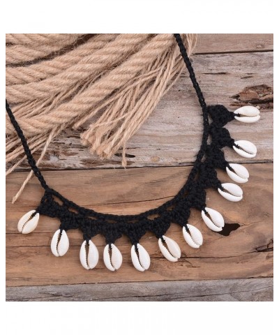 Bohemian Crochet Choker Necklace with Shell Charm Pendant Summer Beach Boho Shell Collar Necklace Prom Party Festival Accesso...