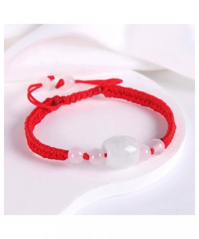 Natural burma jadeite eternal circle Jade bracelet Pure hand carving Sunflower bracelet Red hand-woven rope Jade donut Bucket...