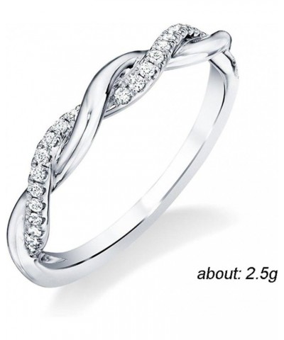 Sterling Silver 2.5mm Petite Twisted Vine Moissanite or Simulated Diamond Ring Wedding Band Matching Ring (US Code 7) US Code...