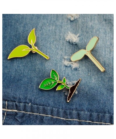 2 Pcs Bean Sprouts Enamel Brooch Pins Lovely Leaves Plant Enamel Pins Cute Lapel Pin for Backpacks Clothes Bags Lovely Broche...