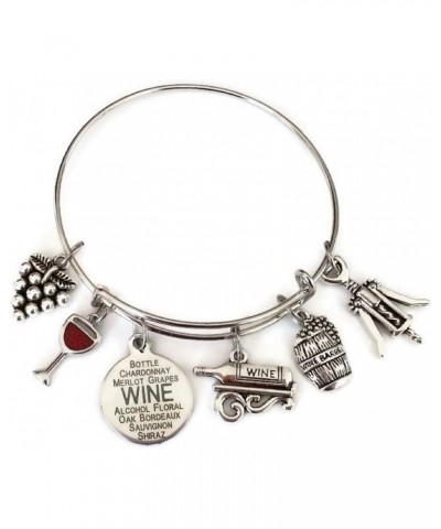 Wine Bracelet, Wine Jewelry, Gift for Wine Lover, Wine Charm Bracelet, Grape, Red Wine Glass, Wine Opener, Wine Barrel, Wine ...