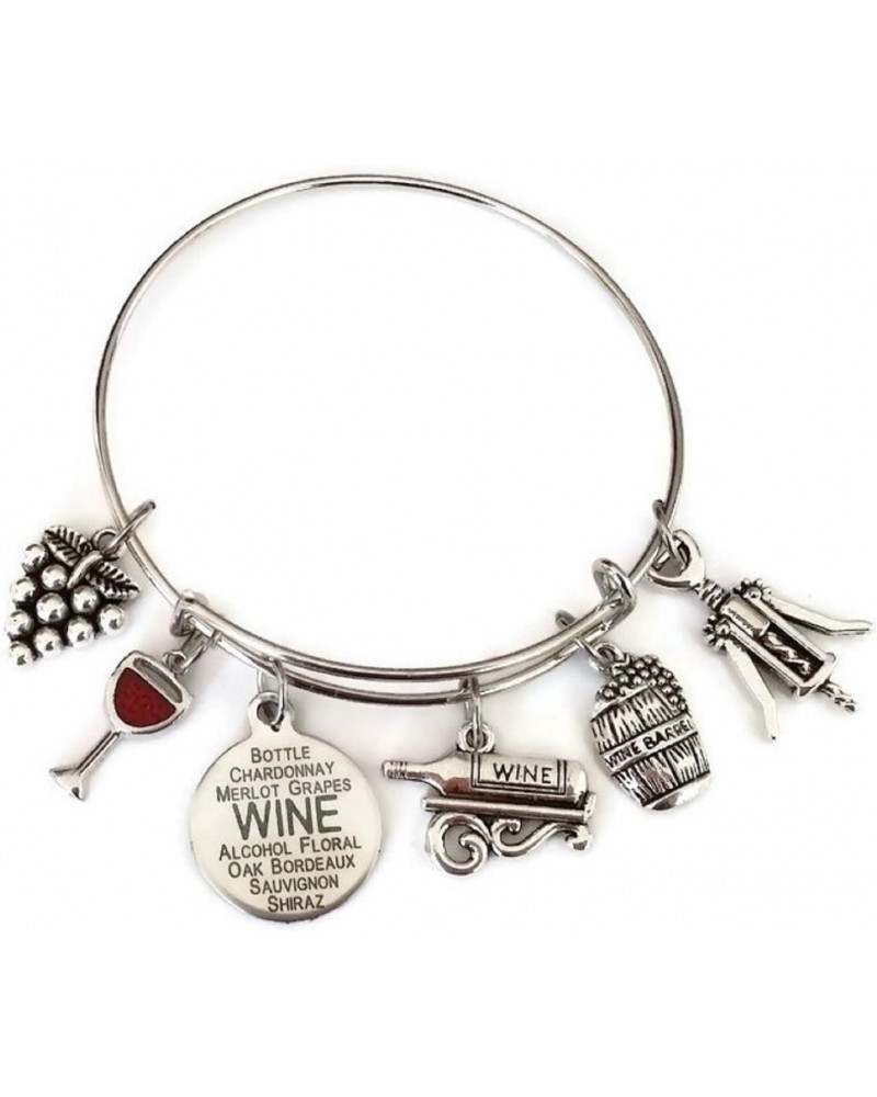 Wine Bracelet, Wine Jewelry, Gift for Wine Lover, Wine Charm Bracelet, Grape, Red Wine Glass, Wine Opener, Wine Barrel, Wine ...