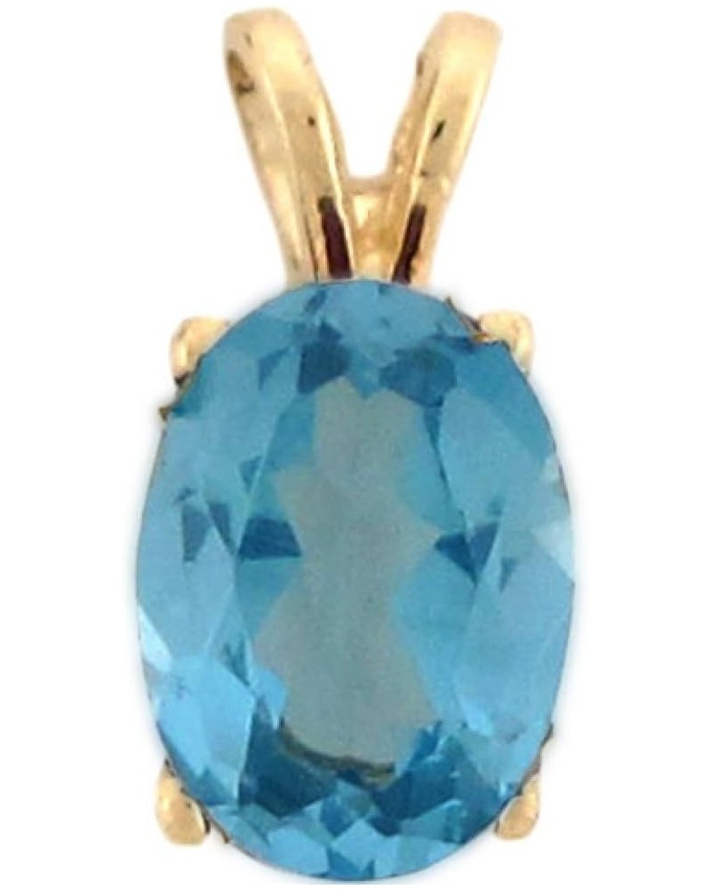 14k Solid Gold Simulated Birthstone CZ Charm Pendant Aquamarine $49.35 Pendants