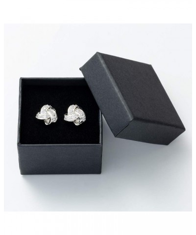 14K Gold Plated Stud Earrings 925 Sterling Silver CZ Earrings Love Knot Post Cubic Zirconia Earrings For Women SILVER $8.44 E...