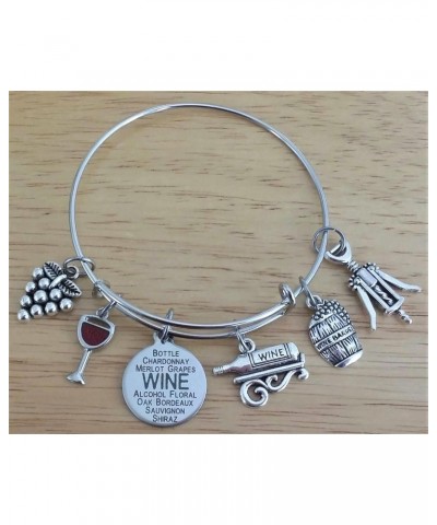 Wine Bracelet, Wine Jewelry, Gift for Wine Lover, Wine Charm Bracelet, Grape, Red Wine Glass, Wine Opener, Wine Barrel, Wine ...