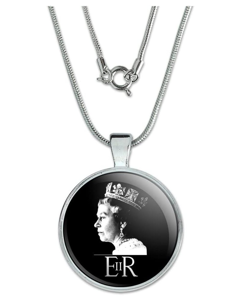 Queen Elizabeth II Silhouette 1" Pendant with Sterling Silver Plated Chain $10.10 Necklaces