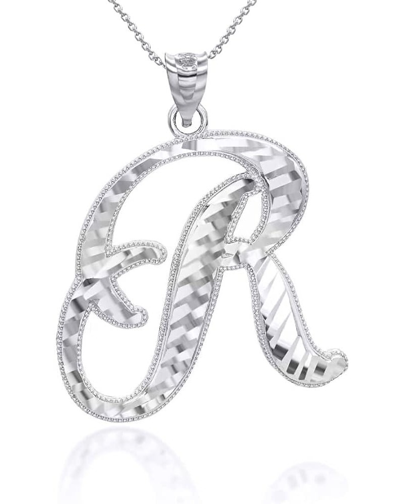 Exquisite .925 Sterling Silver Fine Dangling Cursive Initial A-Z Charm Pendant Necklace - Choice of Initial Letter & Chain Le...