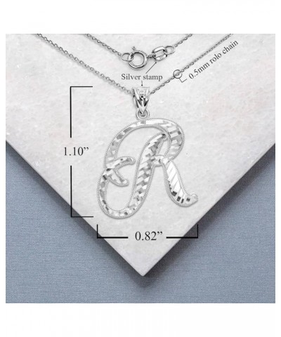 Exquisite .925 Sterling Silver Fine Dangling Cursive Initial A-Z Charm Pendant Necklace - Choice of Initial Letter & Chain Le...