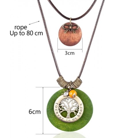 Womens Pendant Necklace Wood Handmade Jewelry Long Rope Sweater Necklace for Woman RT-3I4H-MSTQ $7.41 Necklaces