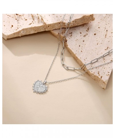 Dainty Layered Necklaces for Women Pendant Initial Necklace Chain Necklace Simple Adjustable for Women heart K-silver $7.19 N...