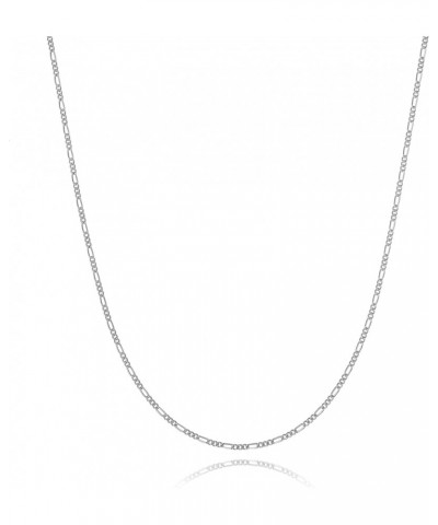 14K White Gold Filled 1.5mm Thin Italian Figaro Chain Necklace, Non Tarnish Link Chain, Compatible with Pendants and Charms, ...