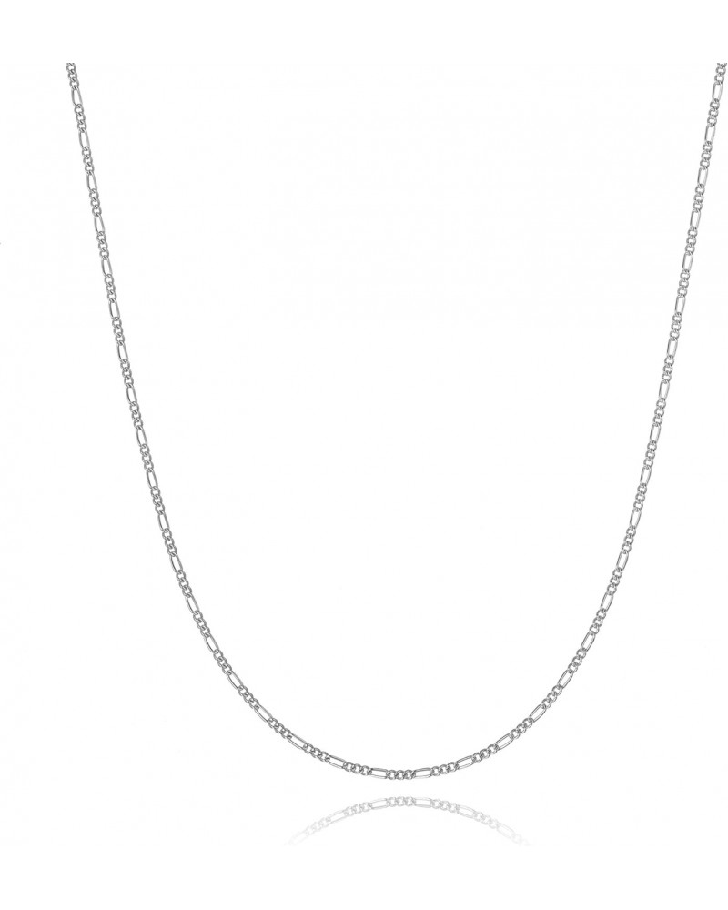 14K White Gold Filled 1.5mm Thin Italian Figaro Chain Necklace, Non Tarnish Link Chain, Compatible with Pendants and Charms, ...