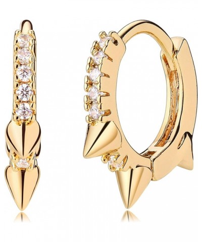 18K Gold Plated Huggie Earrings with Shining Cubic Zriconia Geometry Beads Star Hoop Earrings for Women Spike Tiny $8.97 Earr...