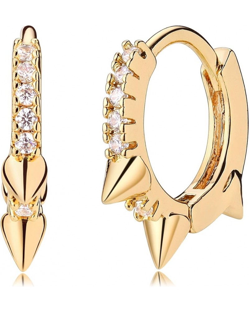 18K Gold Plated Huggie Earrings with Shining Cubic Zriconia Geometry Beads Star Hoop Earrings for Women Spike Tiny $8.97 Earr...