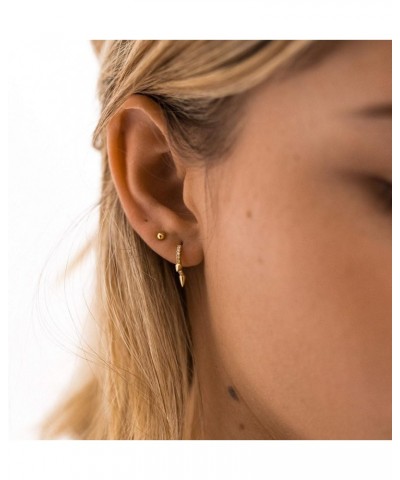 18K Gold Plated Huggie Earrings with Shining Cubic Zriconia Geometry Beads Star Hoop Earrings for Women Spike Tiny $8.97 Earr...