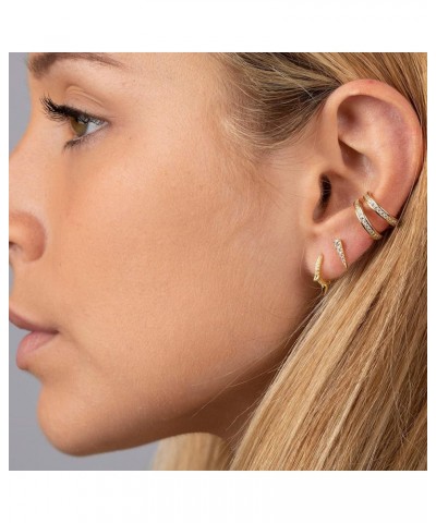 18K Gold Plated Huggie Earrings with Shining Cubic Zriconia Geometry Beads Star Hoop Earrings for Women Spike Tiny $8.97 Earr...