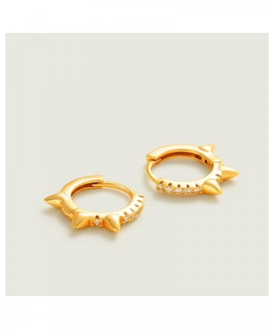 18K Gold Plated Huggie Earrings with Shining Cubic Zriconia Geometry Beads Star Hoop Earrings for Women Spike Tiny $8.97 Earr...