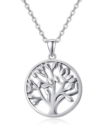 Tree of Life Necklace S925 Sterling Silver Crescent Moon Necklaces Opal Cubic Circonia Pendant Abalong Shell Jewelry Gift for...