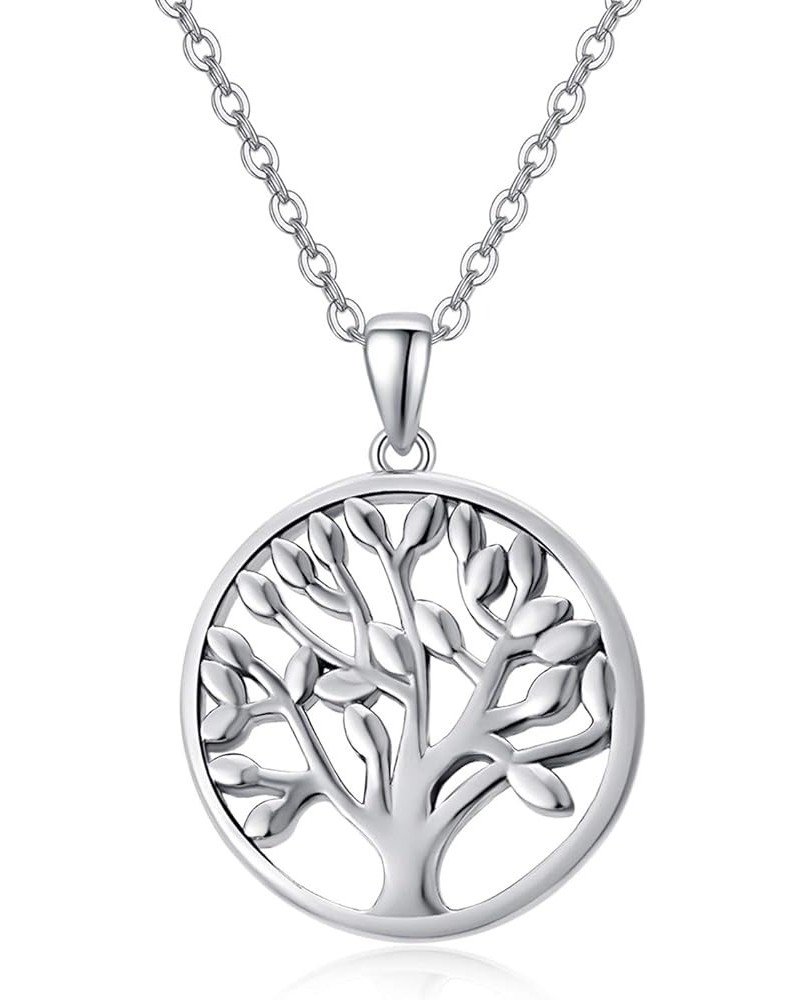 Tree of Life Necklace S925 Sterling Silver Crescent Moon Necklaces Opal Cubic Circonia Pendant Abalong Shell Jewelry Gift for...