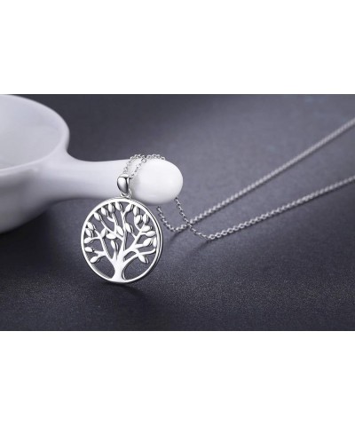 Tree of Life Necklace S925 Sterling Silver Crescent Moon Necklaces Opal Cubic Circonia Pendant Abalong Shell Jewelry Gift for...