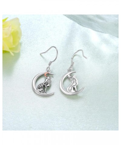 Animal Dangle Earrings Sterling Silver Horse/Axolotl/Wolf/Cat/Owl Dangle Earrings Animal Jewelry Gifts for Women Girls Wolf $...