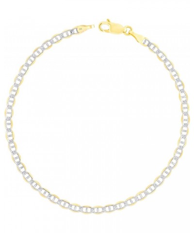 10k Yellow Gold 3mm Solid Mariner Anchor Link Chain Diamond Cut Two Tone Pave Bracelet or Anklet 7" 7.5" 8" 8.5" 9 Yellow 8 $...