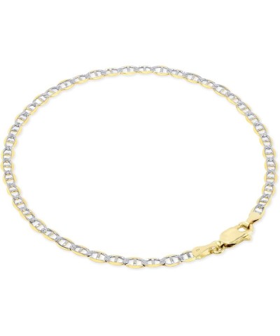 10k Yellow Gold 3mm Solid Mariner Anchor Link Chain Diamond Cut Two Tone Pave Bracelet or Anklet 7" 7.5" 8" 8.5" 9 Yellow 8 $...