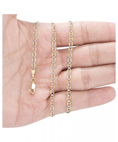 10k Yellow Gold 3mm Solid Mariner Anchor Link Chain Diamond Cut Two Tone Pave Bracelet or Anklet 7" 7.5" 8" 8.5" 9 Yellow 8 $...