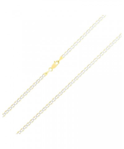 10k Yellow Gold 3mm Solid Mariner Anchor Link Chain Diamond Cut Two Tone Pave Bracelet or Anklet 7" 7.5" 8" 8.5" 9 Yellow 8 $...