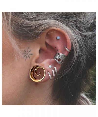 2PCS Fashion Round Spiral Saddle Plugs Hangers for Stretched Lobe Ear Tunnels Gauges Plugs Piercing Body Jewelry 8mm(0G) Gold...